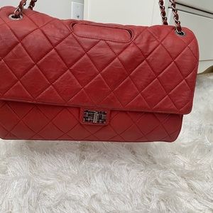 Red Vintage Chanel jumbo bag